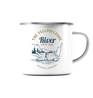 Abenteuerfluss - Emaille Tasse (Silber)